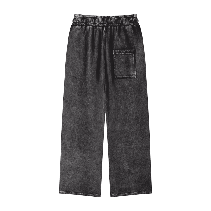 PRKR BLACK ACID WASH STRAIGHT SWEATPANTS