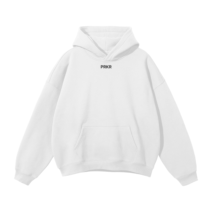 PRKR WHITE OVERSIZED BLANK HOODIE