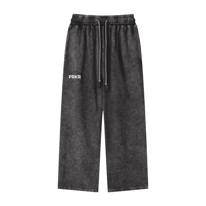 PRKR BLACK ACID WASH STRAIGHT SWEATPANTS