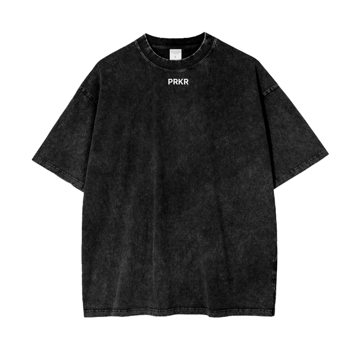 PRKR BLACK ACID WASH OVERSIZED TEE