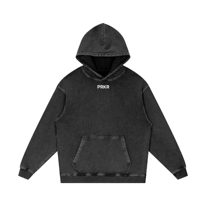 PRKR BLACK ACID WASH OVERSIZED HOODIE